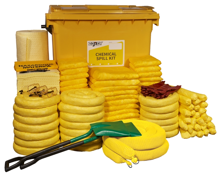 1000 Liter Chemical Spill Kit in Four Wheeled Bin 