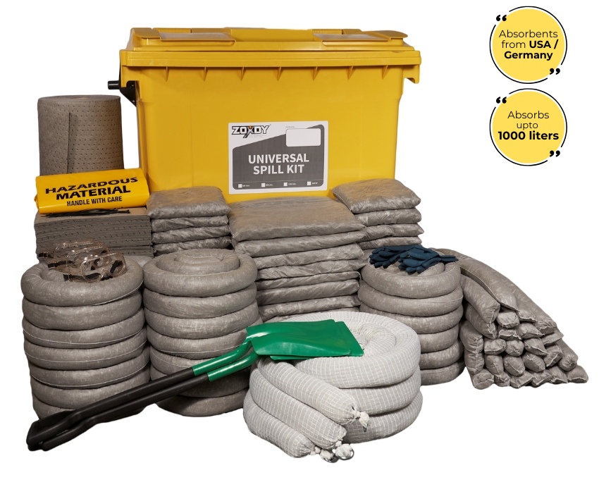 1000 Liter Universal Spill Kit in Four Wheeled Bin