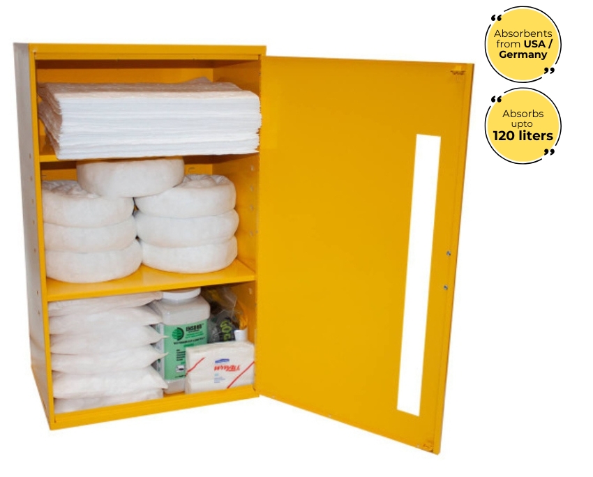 120 Liter Oil Spill Kit in Wall Mountable Cabinet