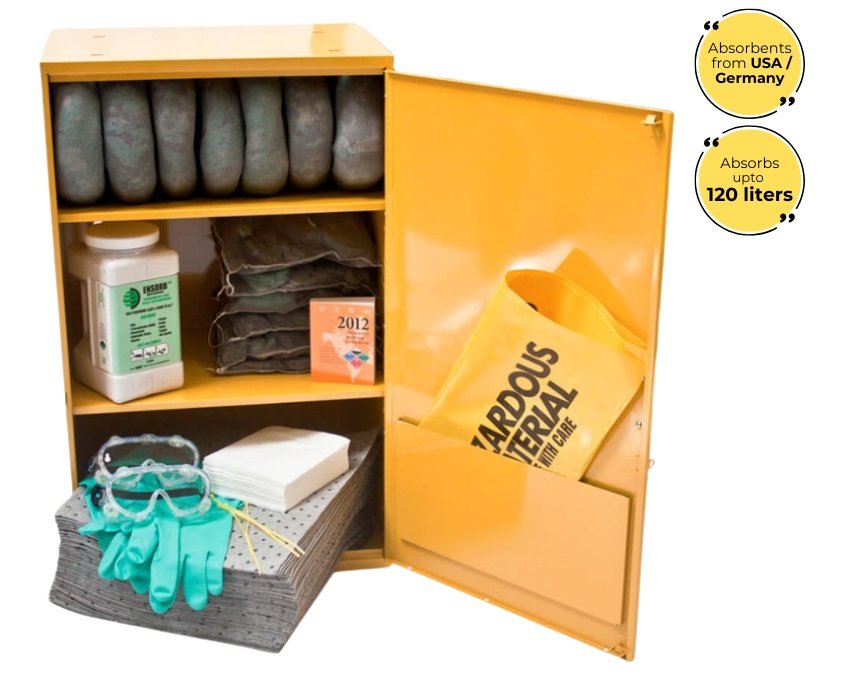 120 Liter Universal Spill Kit in Wall Mountable Cabinet