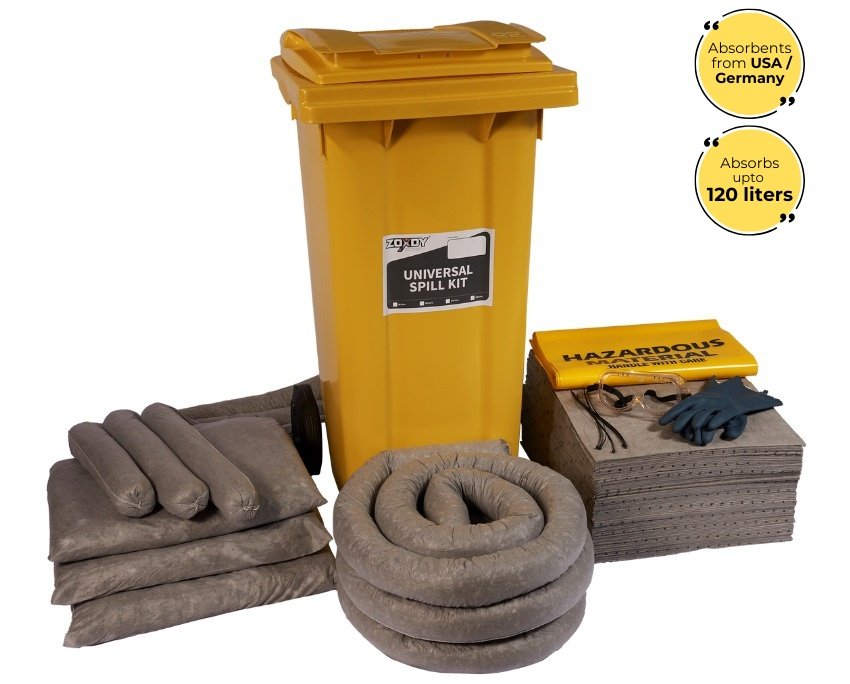 120 Liter Universal Spill Kit in Wheelie Bin