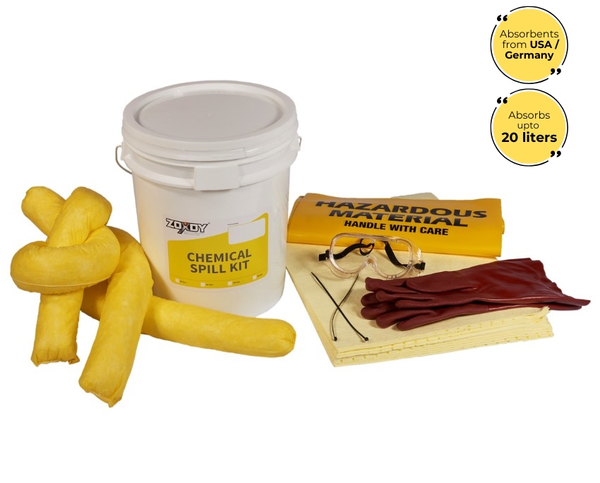 20 Liter Chemical Spill Kit in Non-Sparking Bucket