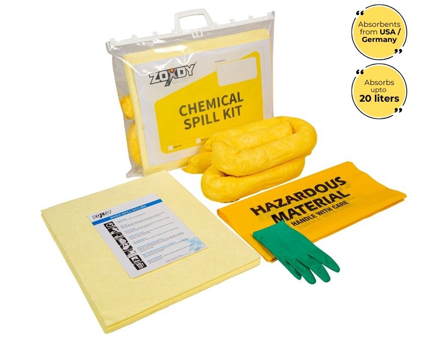 20 Liter Chemical Spill Kit in Transparent Carry Bag