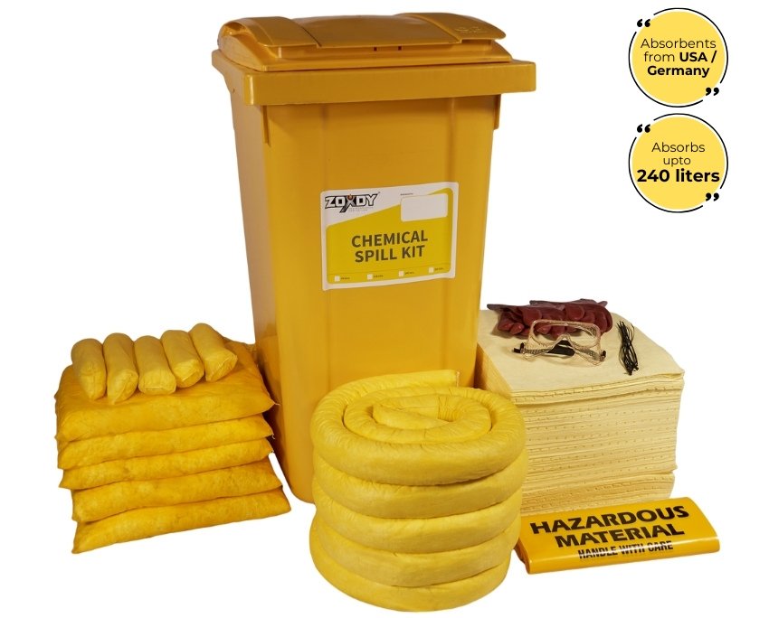 240 Liter Chemical Spill Kit in Wheelie Bin