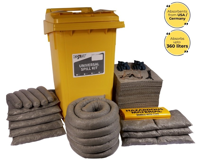 360 Liter Universal Spill Kit in Wheelie Bin