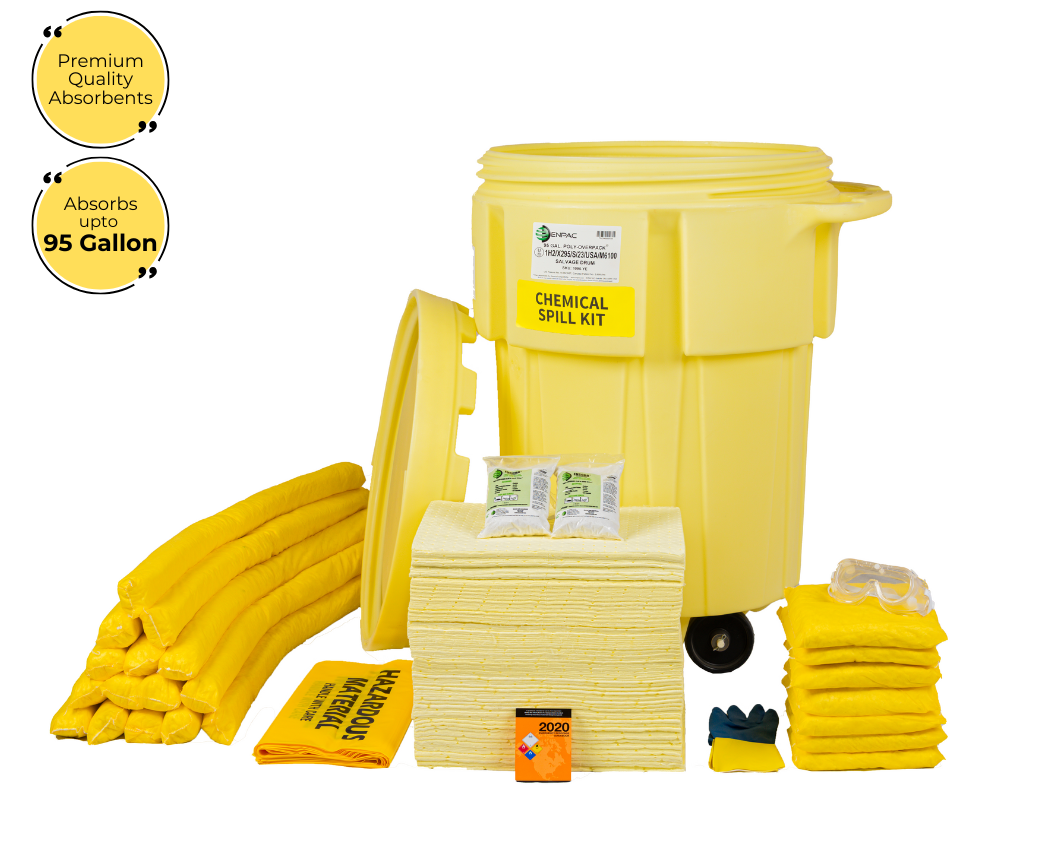 95 Gallon Chemical Spill Kit in Wheeled Salvage Drum