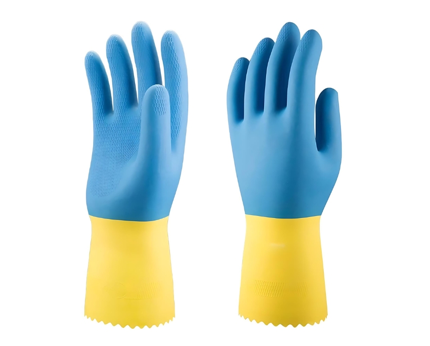 Oil and Chemical Resistant Flock Lined Rubber Gloves 