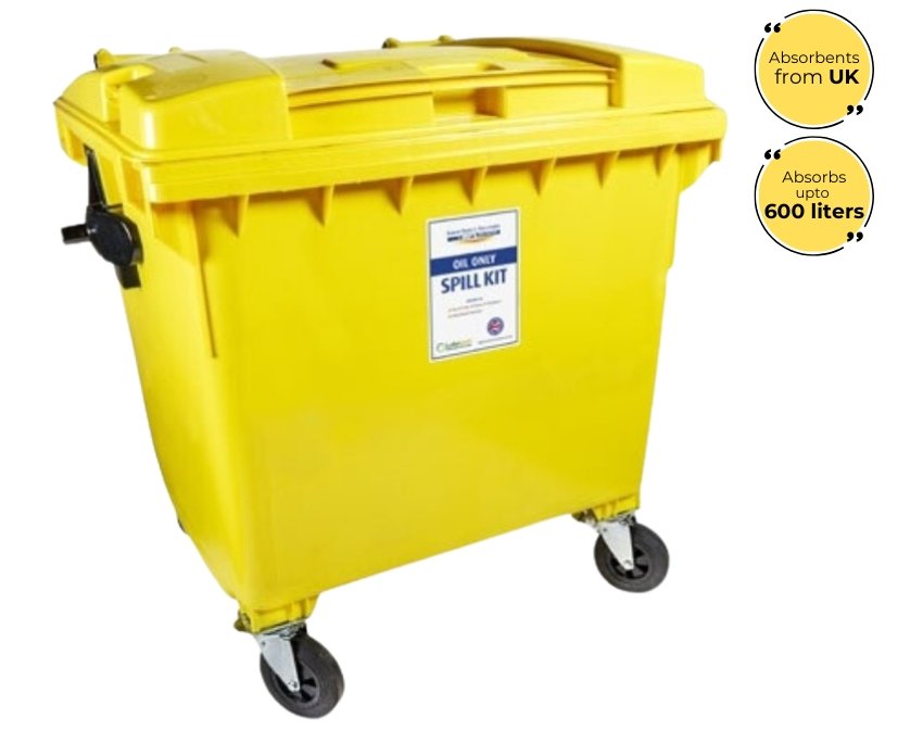 Lubetech Chemical Spill Kit in Four Wheeled Bin, 600 Liters