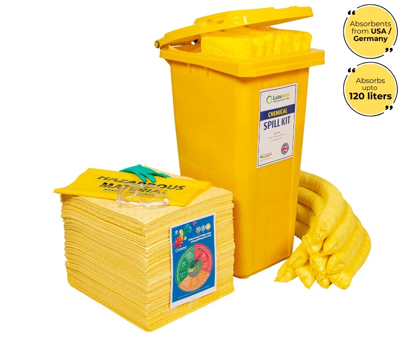 Lubetech Chemical Spill Kit in Wheelie Bin, 120 Liter