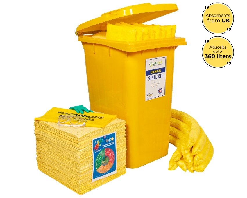 Lubetech Chemical Spill Kit in Wheelie Bin, 360 Liter