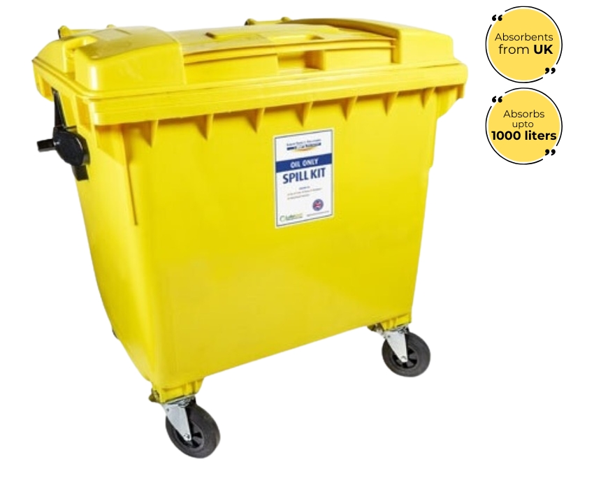 Lubetech Oil Spill Kit in Four Wheeled Bin, 1000 Liters