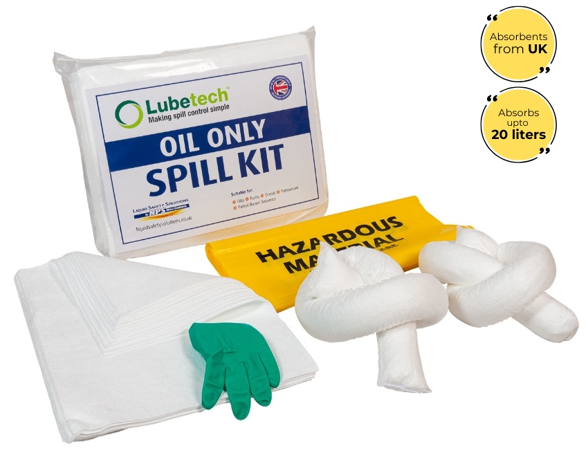 Lubetech Oil Spill Kit in Transparant Carry Bag, 20 Liter