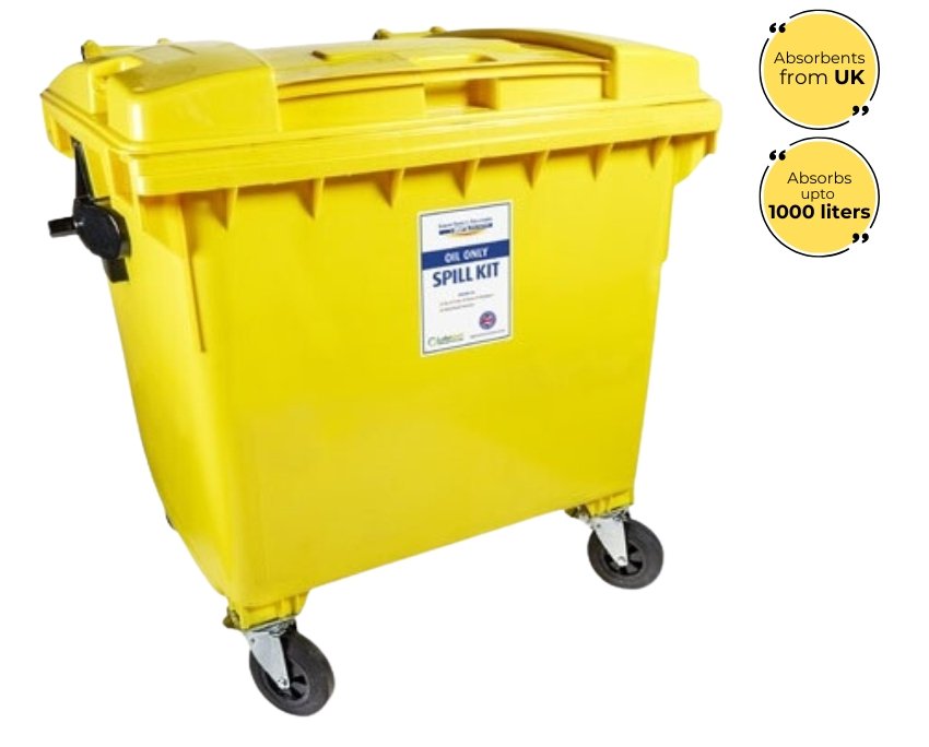 Lubetech Universal Spill Kit in Four Wheeled Bin, 1000 Liters