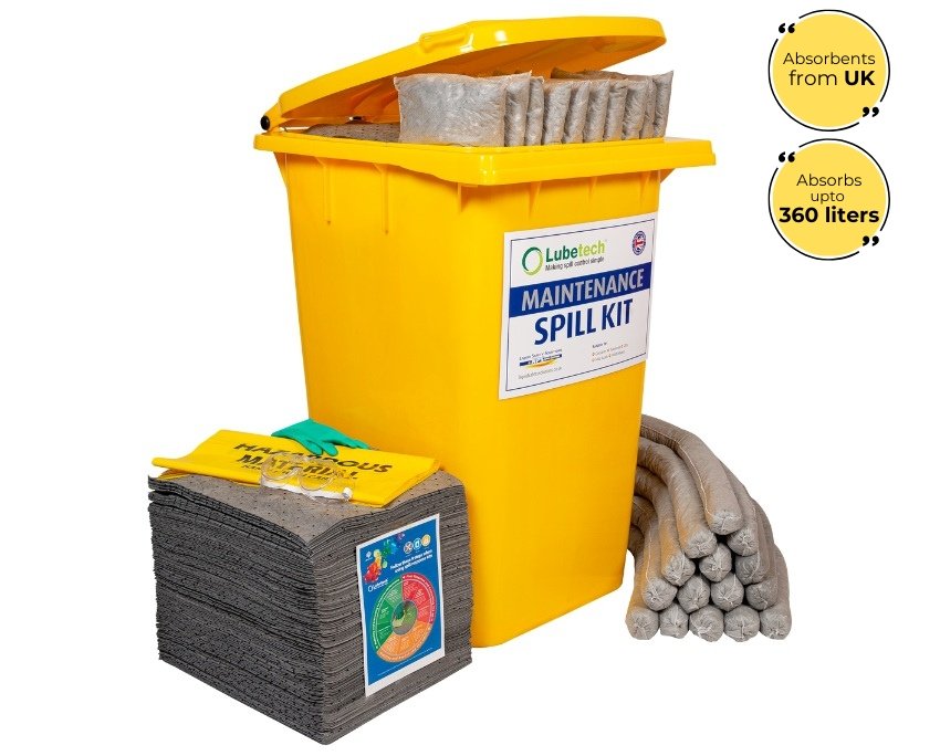 Lubetech Universal Spill Kit in Wheelie Bin, 360 Liter